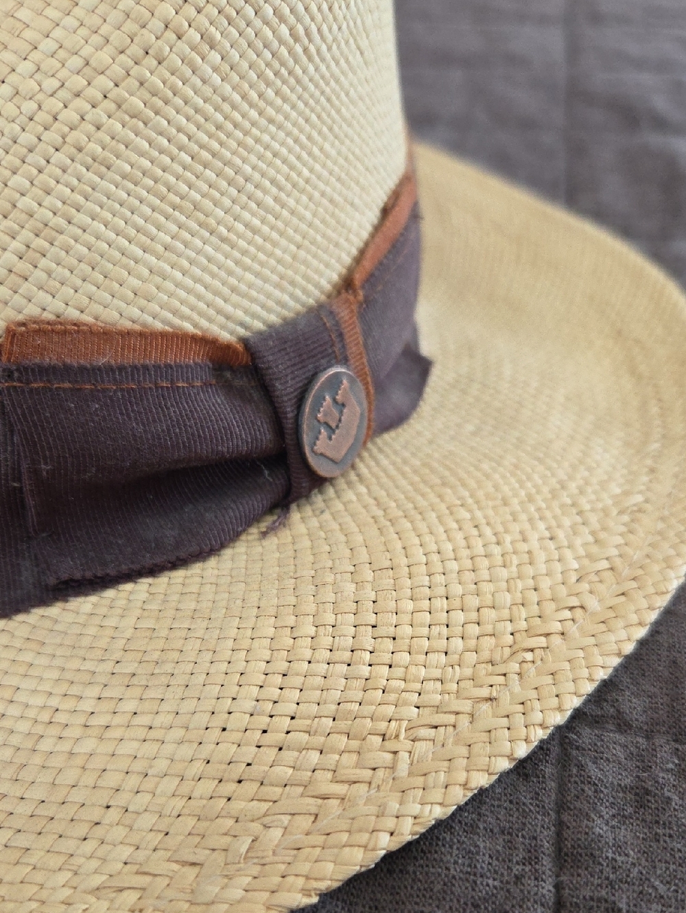 Genuine Panama Men's Straw Fedora Hat with Brown Band